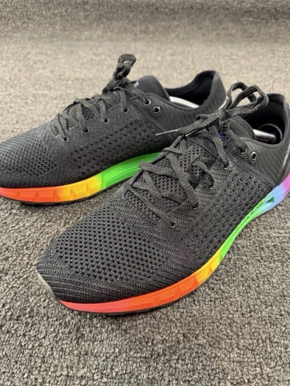 Circus by Sam Edelman Black Knit Sneakers with Rainbow Midsole